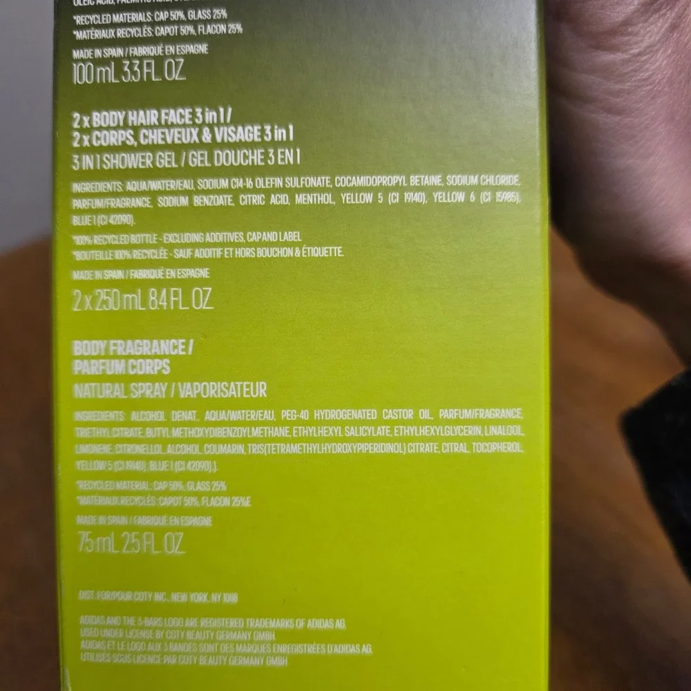 Adidas Pure Game Gift Set 4pc‎ Green Woody Aromatic Shower Gel Aftershave Sport